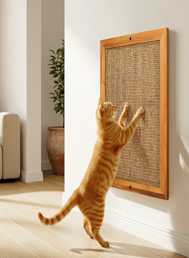 WHEARTED Scratching Pad for Cats, Sisal Cat Scratch Pad for Wall Mounted, Extra Large Cat Scratch Pads for Indoor Cats Kitty, Wooden Scratching Board Scratching Cat Toys Wall Furniture - Image 1